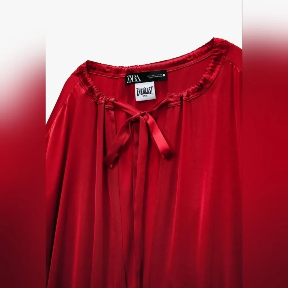 ZARA EVERLAST Satin RED BLACK ROBE SPORT Relax Size L - Picture 5 of 9